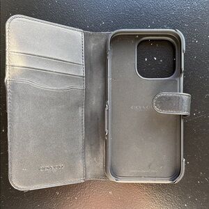 Coach (Authentic) Gray 14 Pro Phone Wallet Case